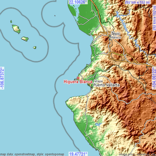 Topographic map of Higuera Blanca