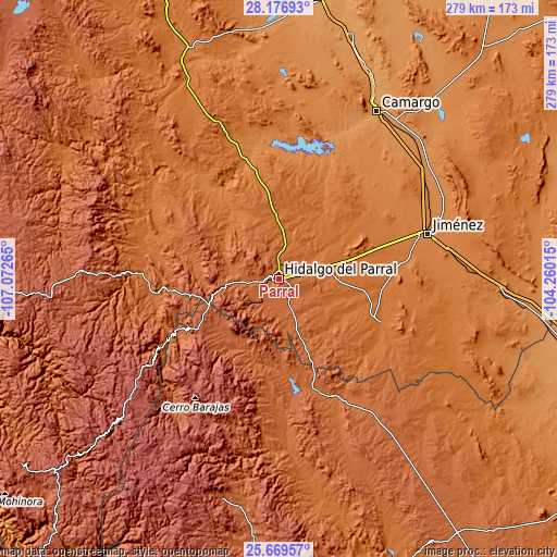 Topographic map of Parral