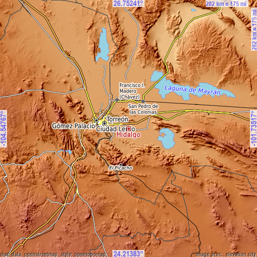 Topographic map of Hidalgo