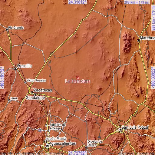 Topographic map of La Herradura