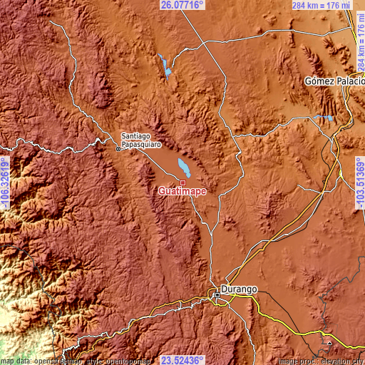 Topographic map of Guatimapé