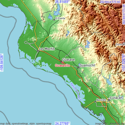 Topographic map of Guasavito