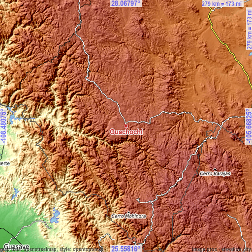 Topographic map of Guachochi