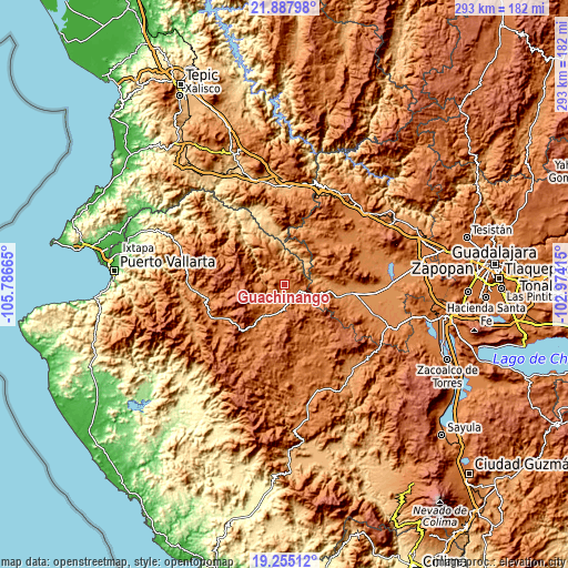 Topographic map of Guachinango