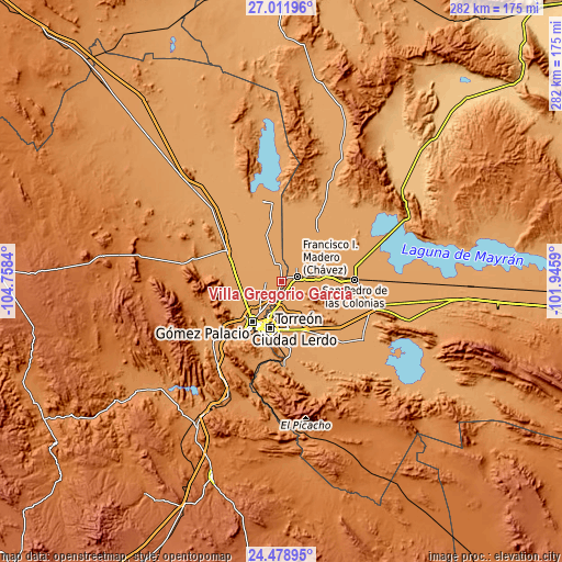 Topographic map of Villa Gregorio García