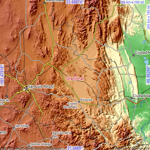 Topographic map of Granjenal