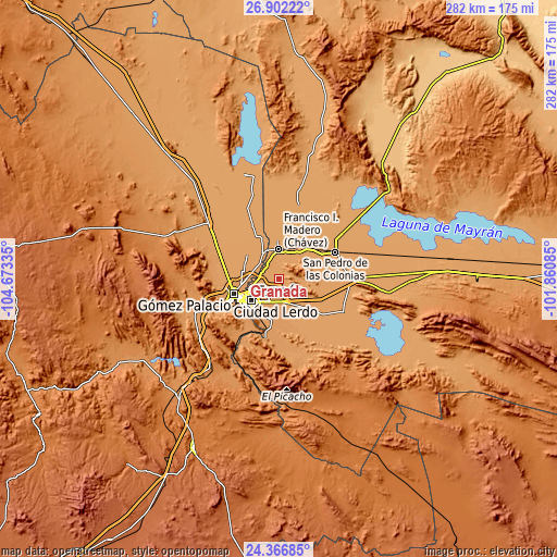 Topographic map of Granada