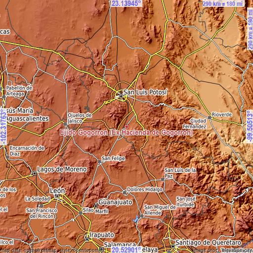 Topographic map of Ejido Gogorrón (Ex-Hacienda de Gogorrón)