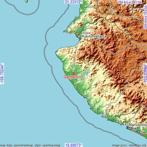 Topographic map of Gargantillo