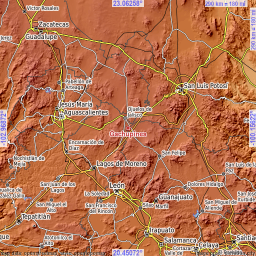 Topographic map of Gachupines