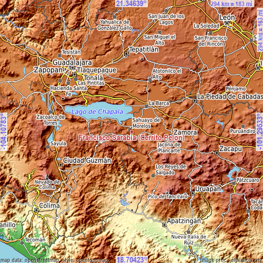 Topographic map of Francisco Sarabia (Cerrito Pelón)