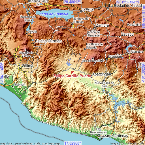 Topographic map of Felipe Carrillo Puerto