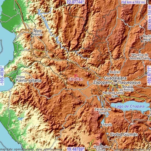 Topographic map of Etzatlán