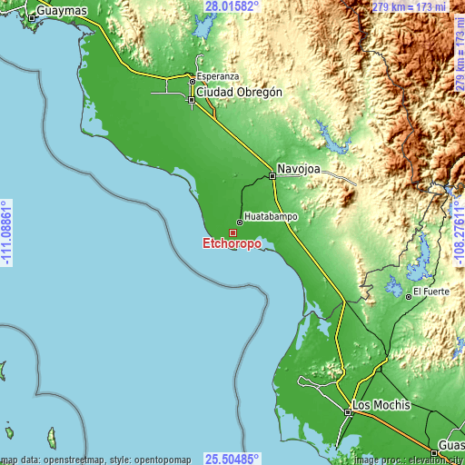 Topographic map of Etchoropo