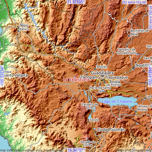 Topographic map of La Estanzuela