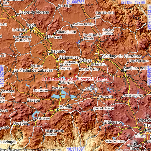 Topographic map of La Estancia de San José del Carmen