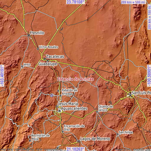 Topographic map of Estancia de Ánimas