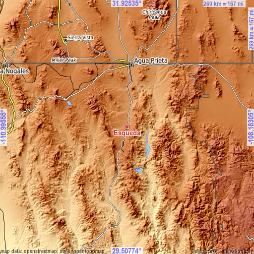Topographic map of Esqueda
