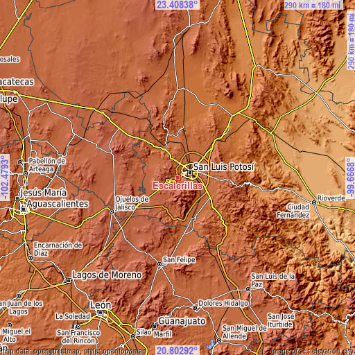 Topographic map of Escalerillas