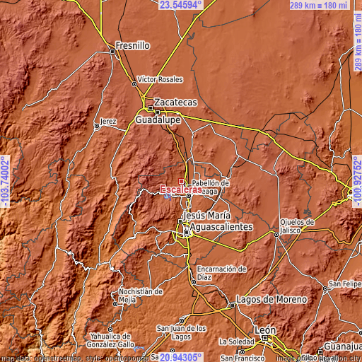 Topographic map of Escaleras