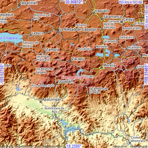 Topographic map of Erongarícuaro