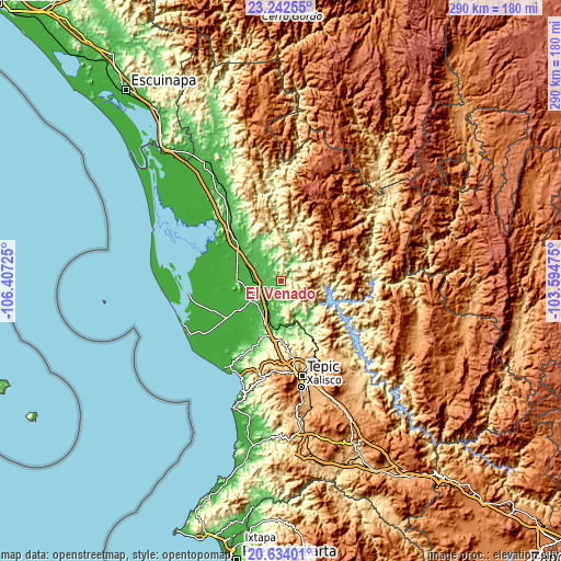 Topographic map of El Venado