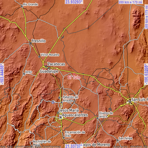 Topographic map of El Tule