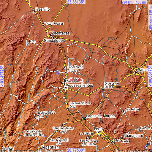 Topographic map of El Tule