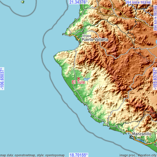 Topographic map of El Tule