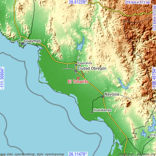 Topographic map of El Tobarito
