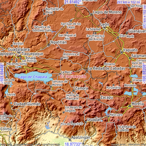 Topographic map of El Tequesquite