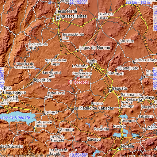 Topographic map of El Tecolote