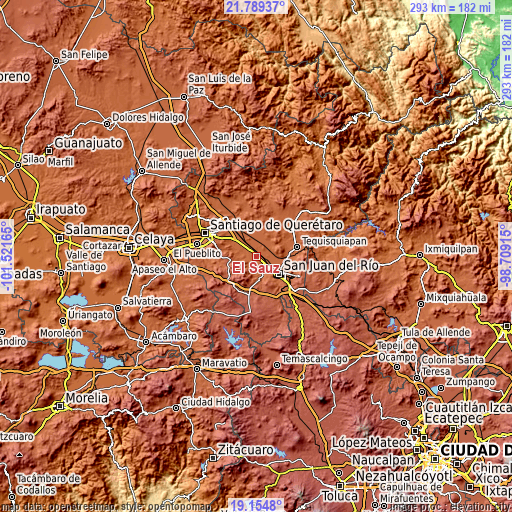 Topographic map of El Saúz