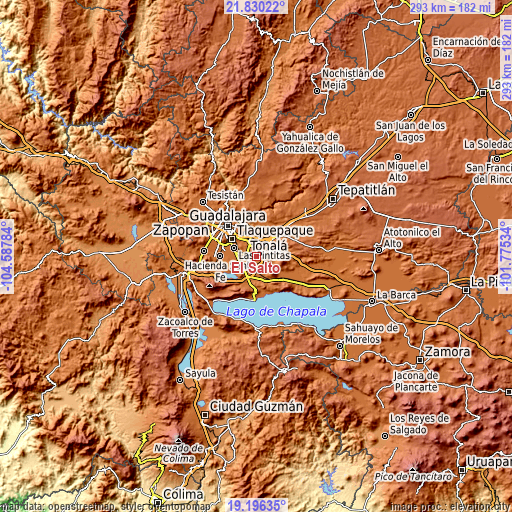 Topographic map of El Salto