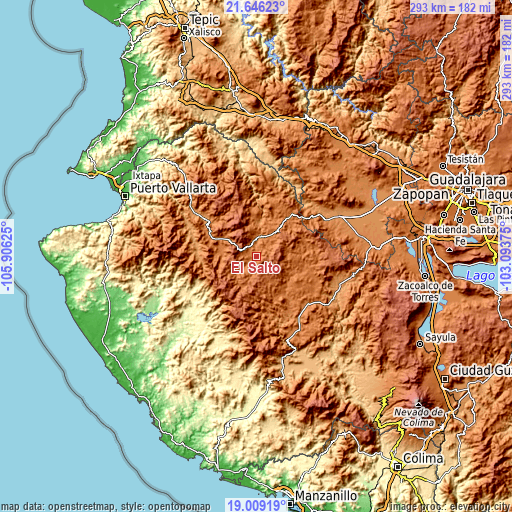 Topographic map of El Salto