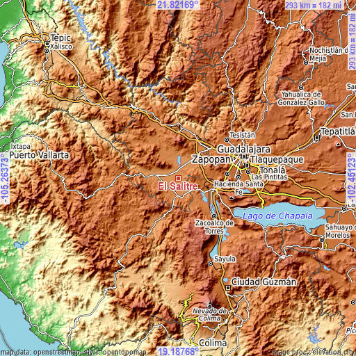 Topographic map of El Salitre