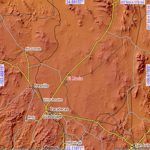 Topographic map of El Rucio