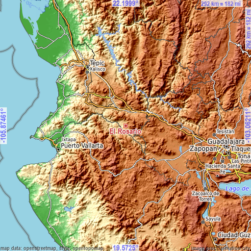 Topographic map of El Rosario