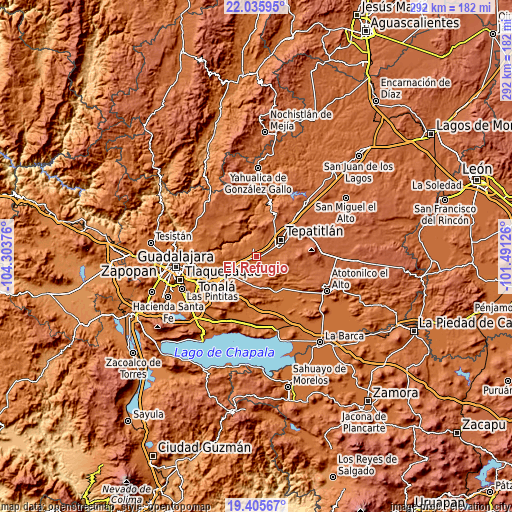 Topographic map of El Refugio