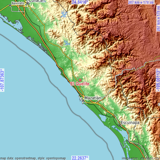 Topographic map of El Quelite