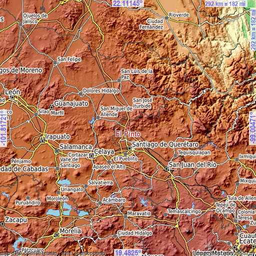 Topographic map of El Pinto