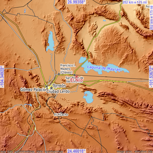 Topographic map of El Nilo