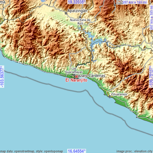 Topographic map of El Naranjito