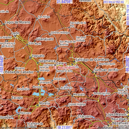 Topographic map of El Nacimiento