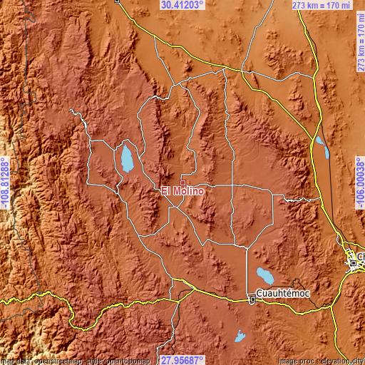 Topographic map of El Molino