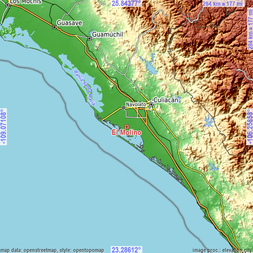 Topographic map of El Molino