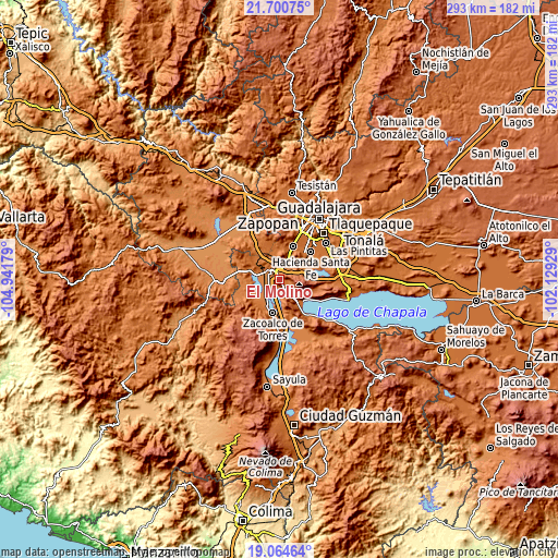 Topographic map of El Molino