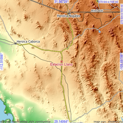 Topographic map of Estación Llano