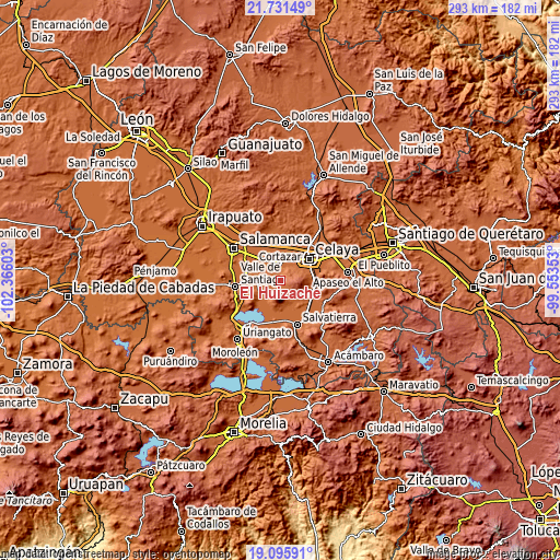 Topographic map of El Huizache