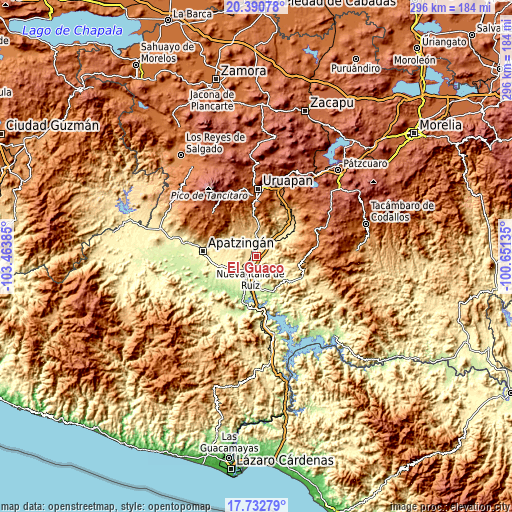 Topographic map of El Guaco